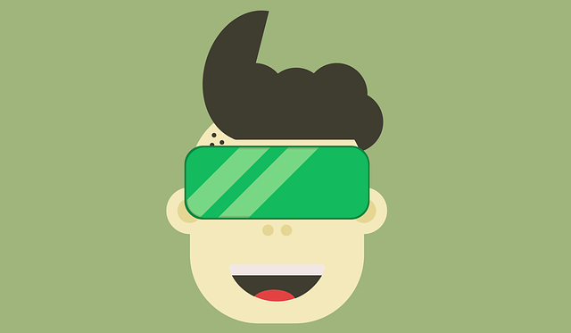 Graficzne przedstawienie twarzy chłopca z okularami VR