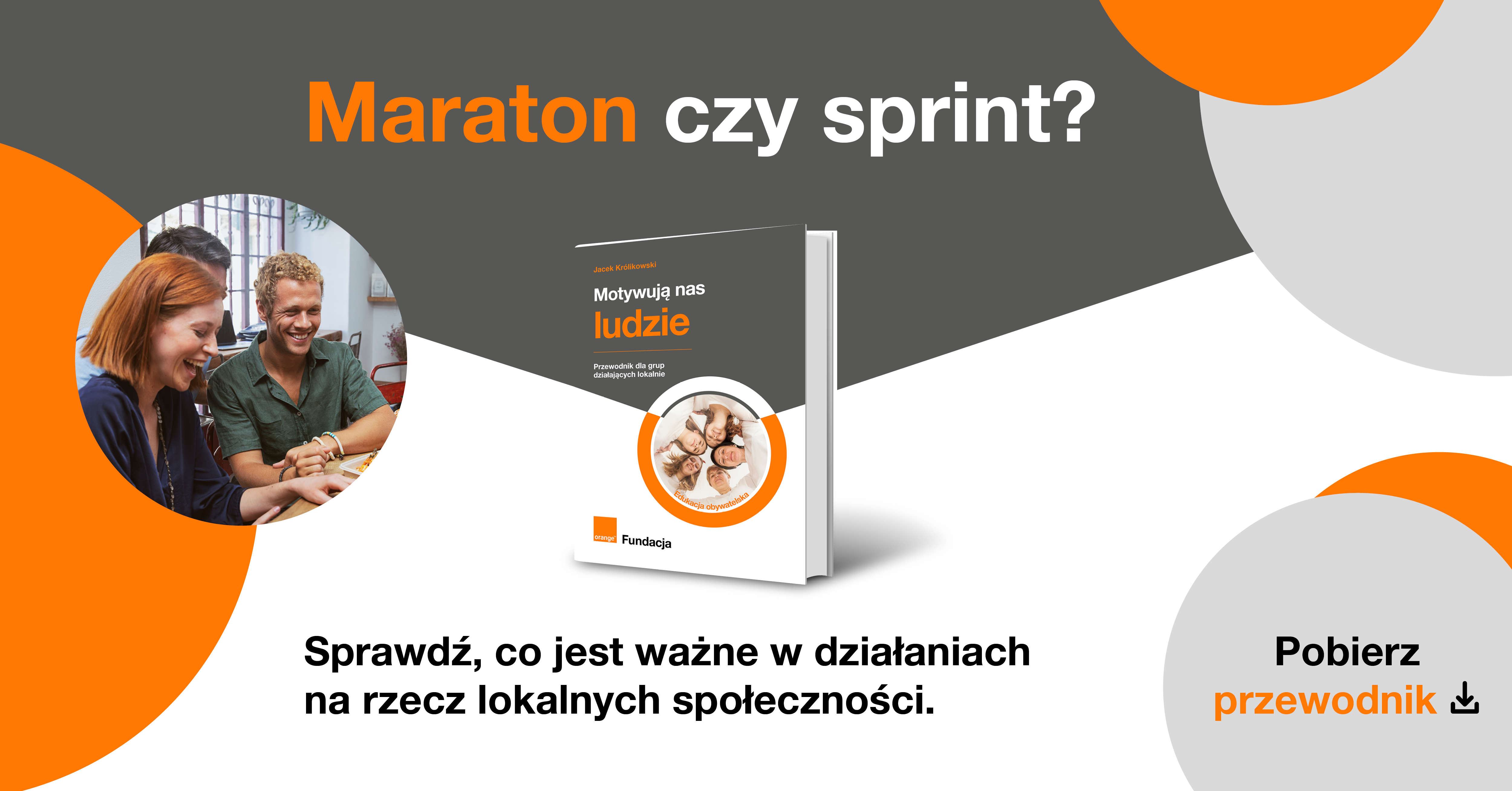 Baner promocyjny z napisem: Maraton czy sprint?