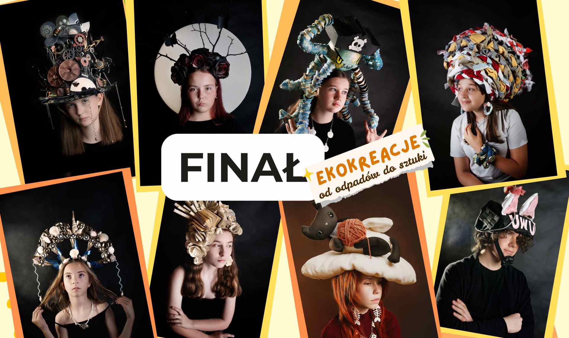 Kolaż zdjęć przedstawiający stworzone kreacje.