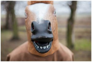 Osoba w stroju konia.