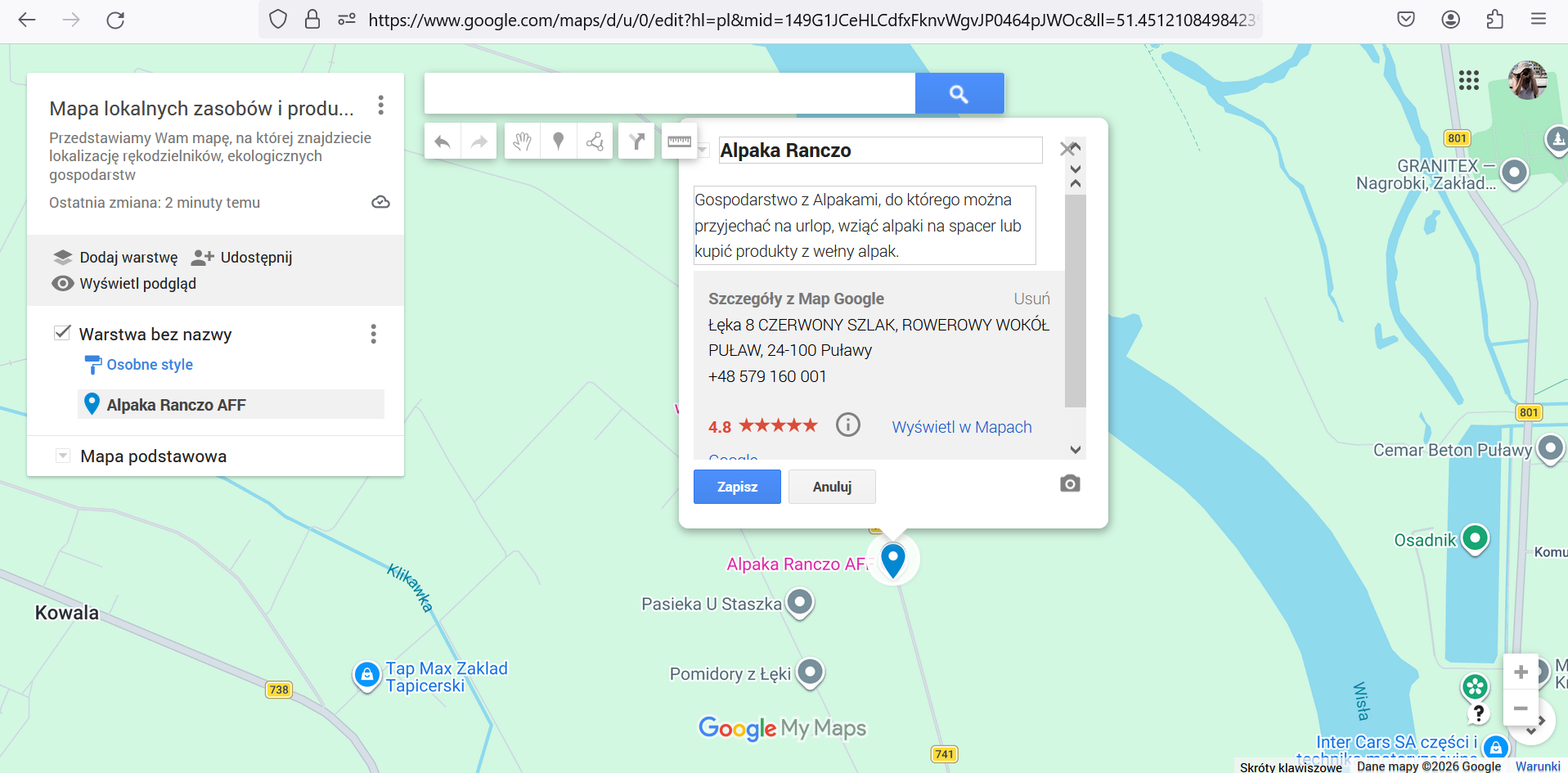 Screen z tworzenia mapy