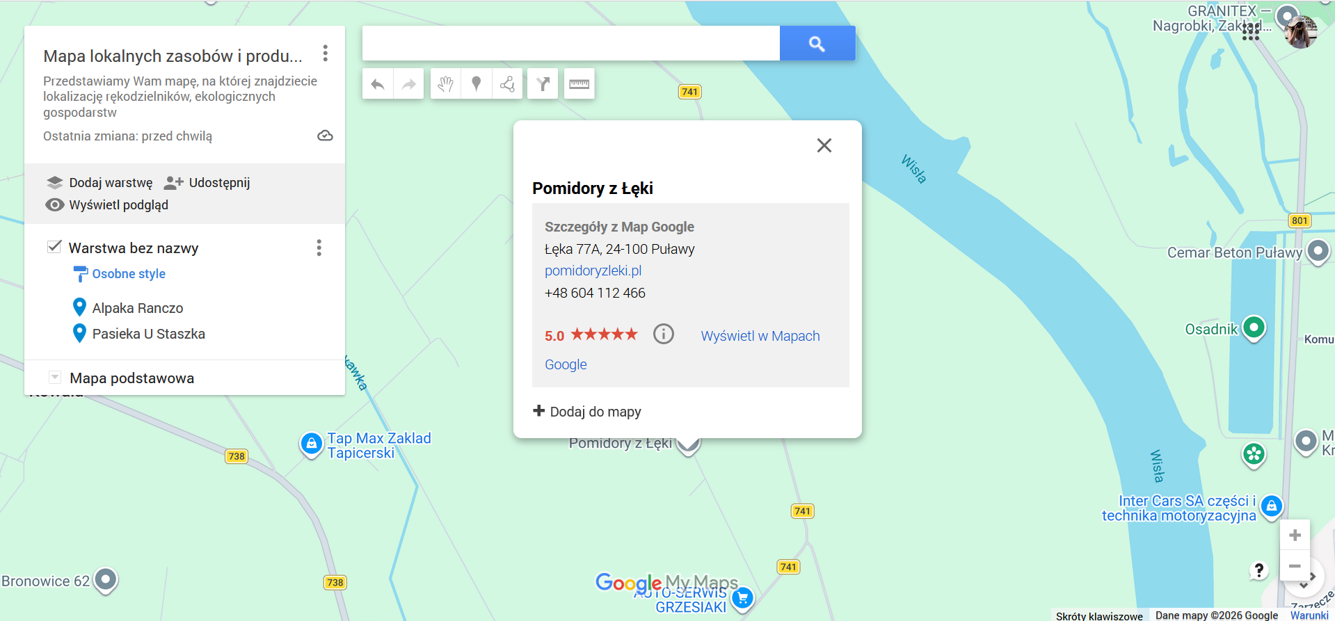 Screen z tworzenia mapy