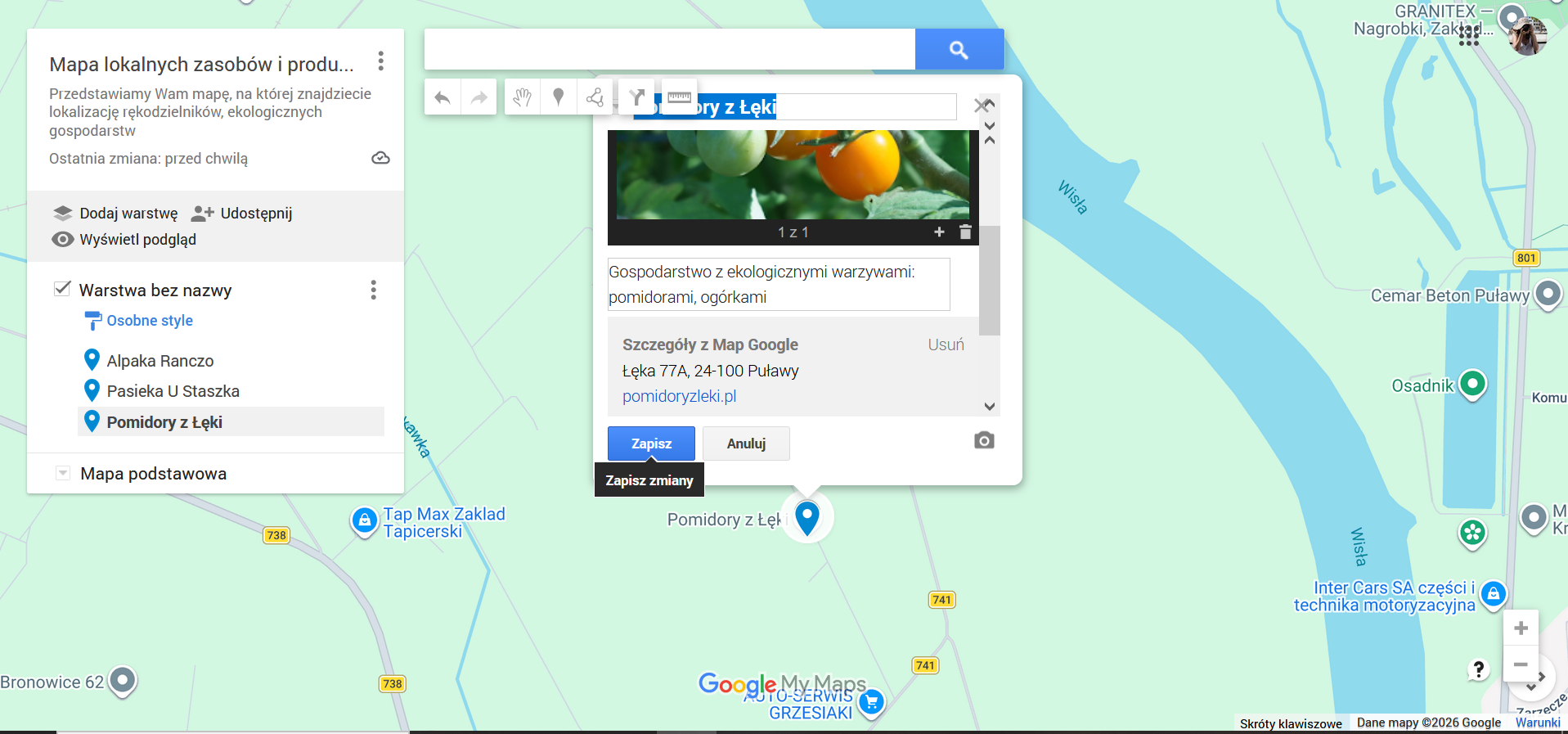 Screen z tworzenia mapy
