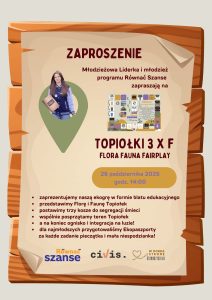 Plakat z zaproszeniem na ekogrę "Topiołki"