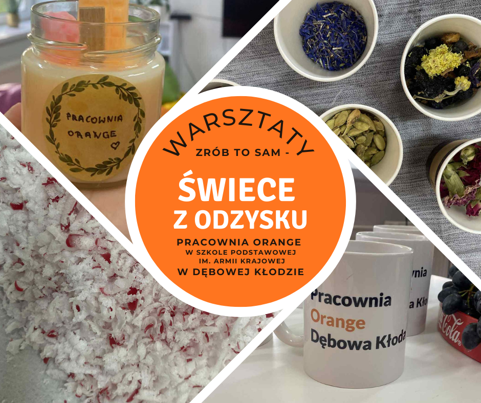 Zdjęcia z warsztatów "Świece z odzysku" w Pracowni Orange w Dębowej Kłodzie.