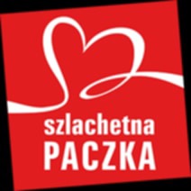 Plakat - na czerwonym tle zarys serca i biały napis szlachetna Paczka