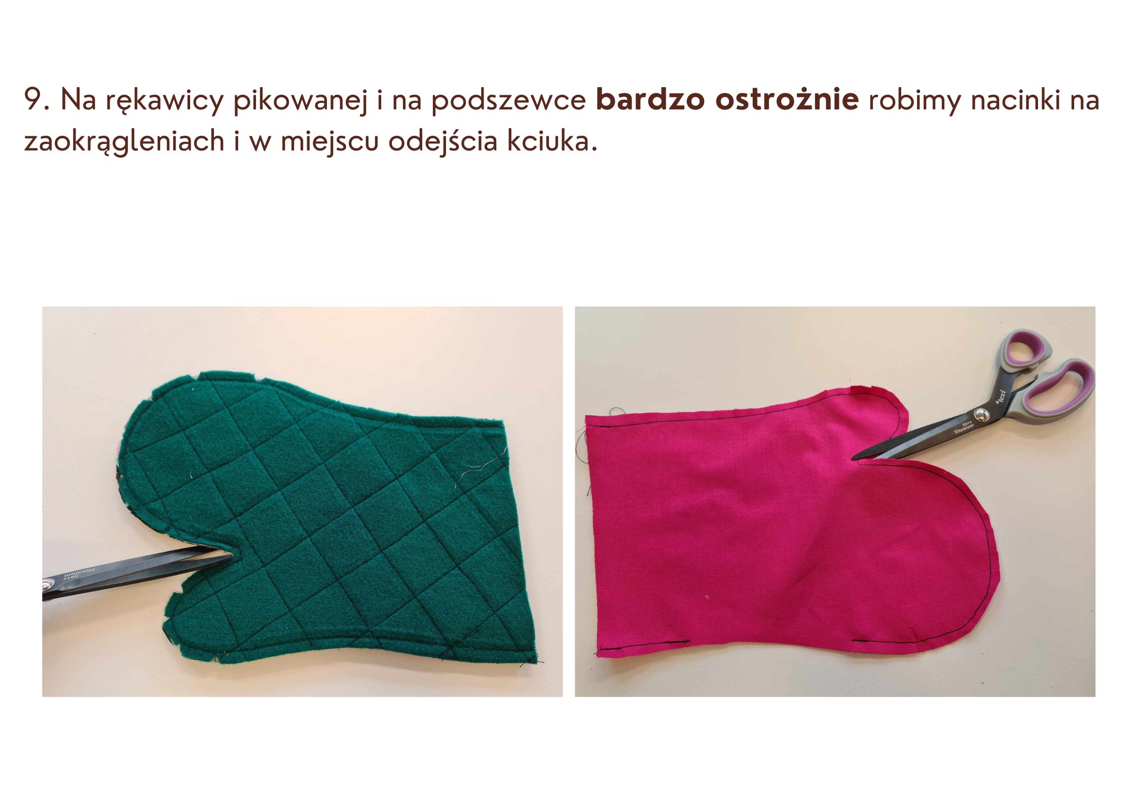 zdjęcie ilustrujące jak zrobić nacięcia na rękawicy