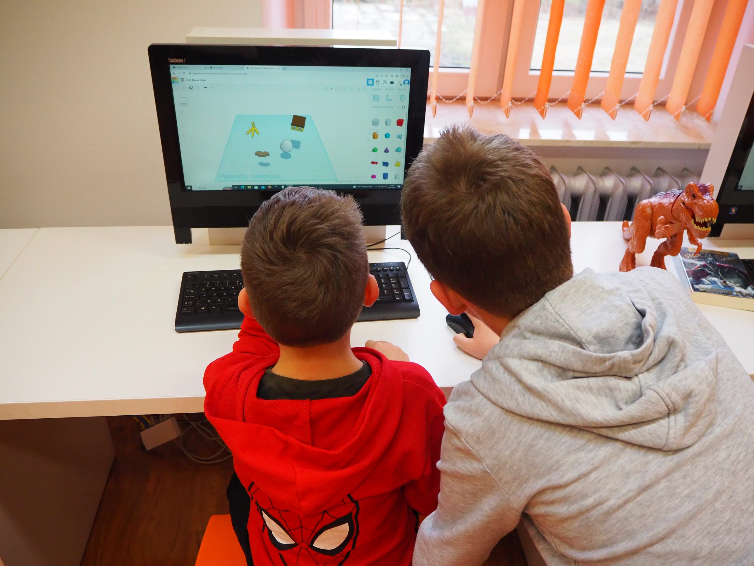 Dwa chłopcy przy komputerze.