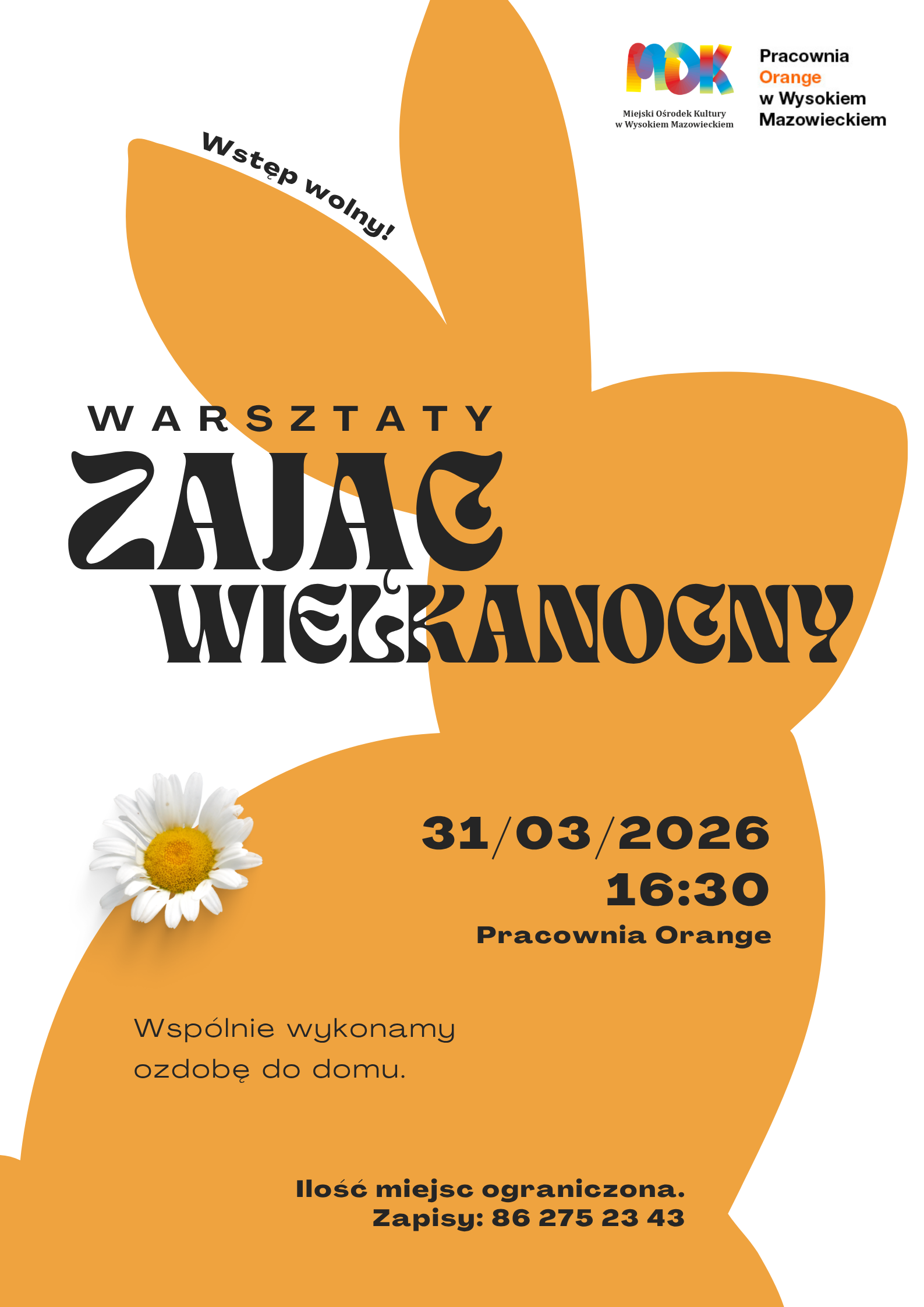 plakat przedstawiający zająca i informacje o zajęciach