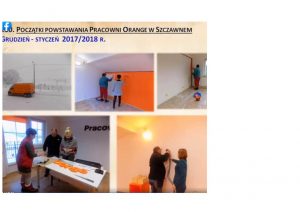Kolaż zdjęć z prac remontowych w pracowni orange.