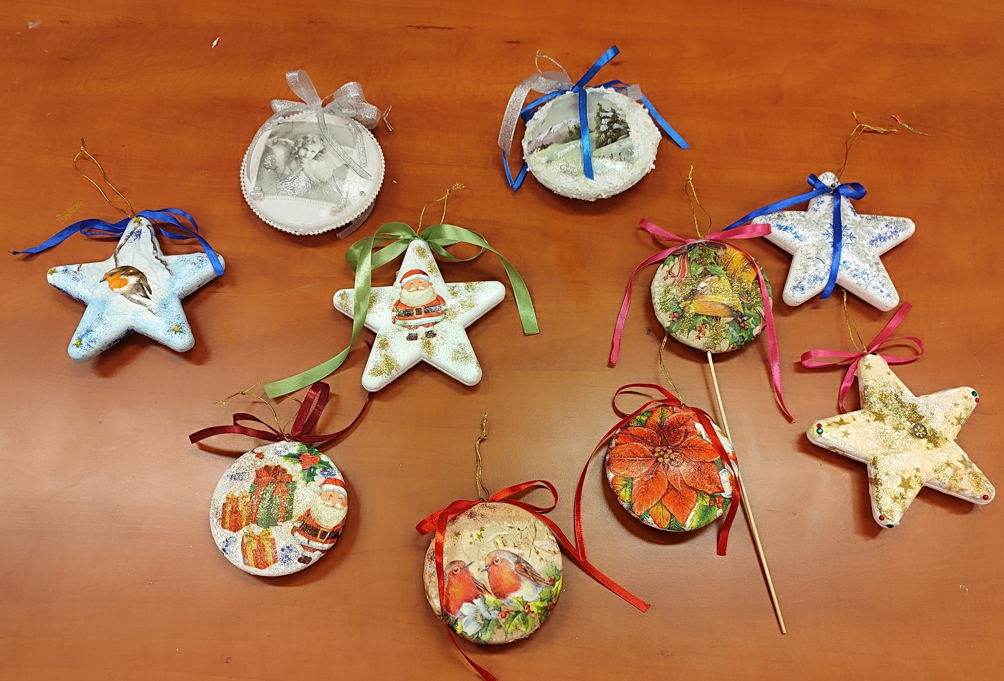 ozdoby choinkowe, metoda decoupage