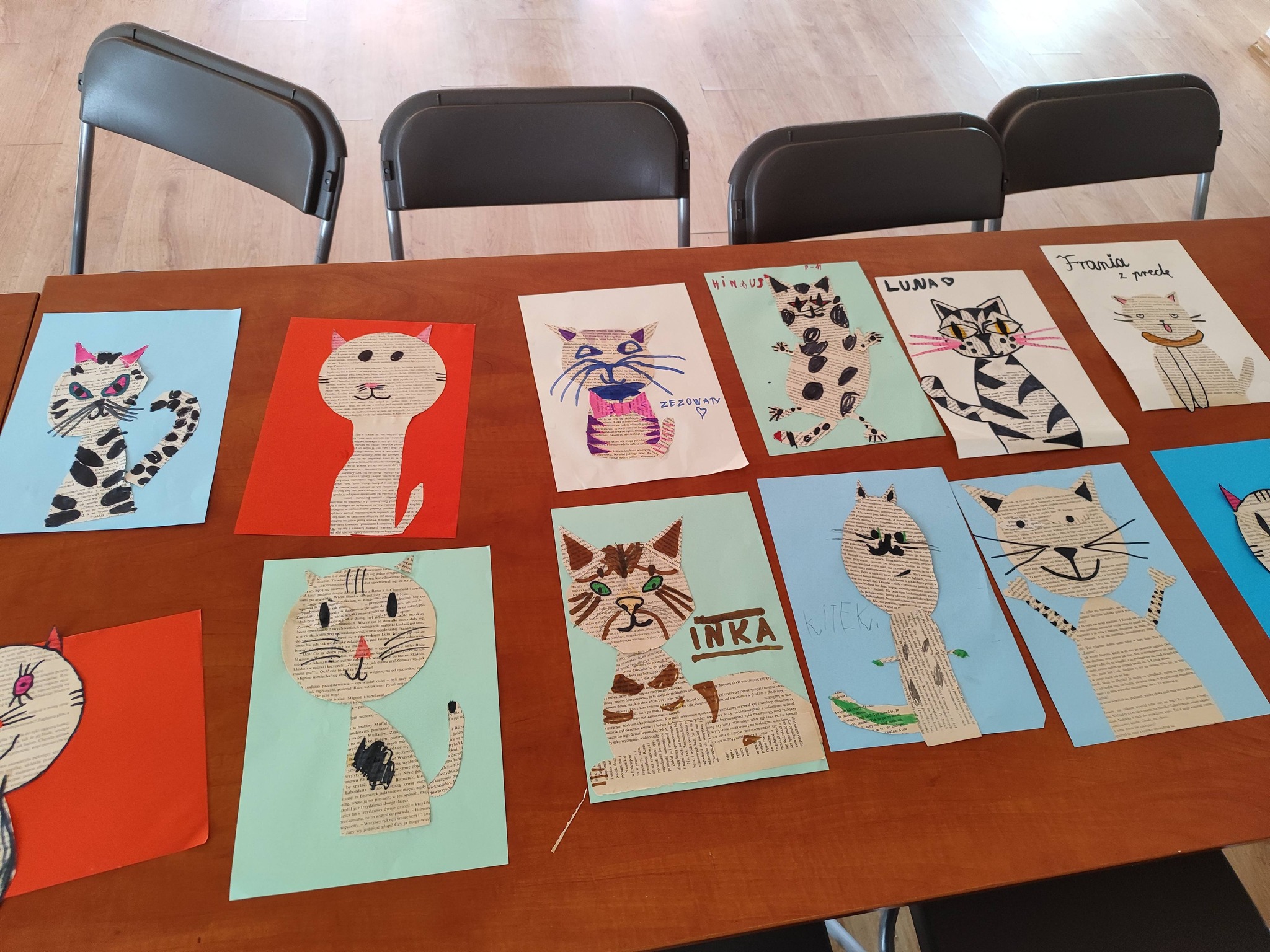 kocie portrety, które powstały na warsztatach