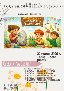 Plakat informujący o zajęciach w Pracowni orange Ryczywół