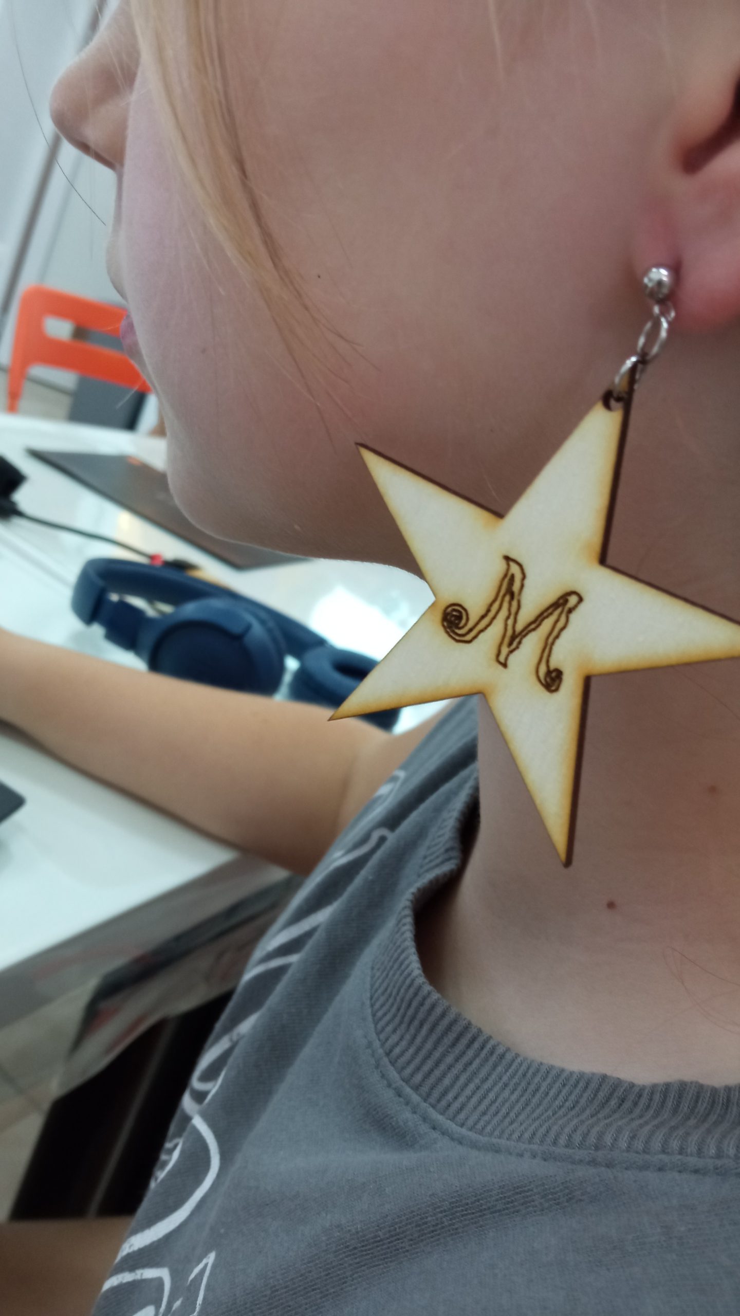 Kolczyki wykonane na warsztatach.