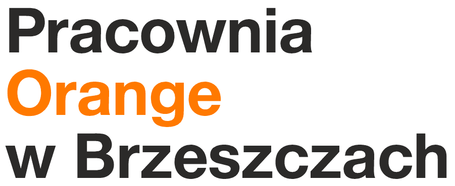 Napis "Pracownia Orange w Brzeszczach"