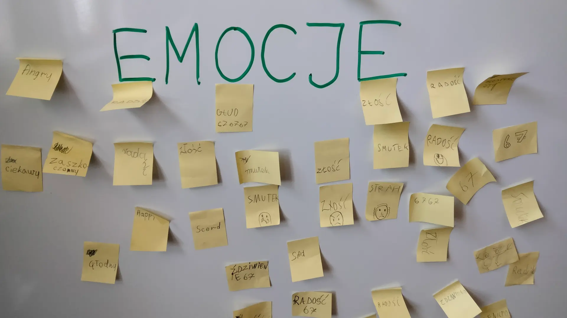 Zdjęcie przedstawia tablicę, na której jest napisane słowo 