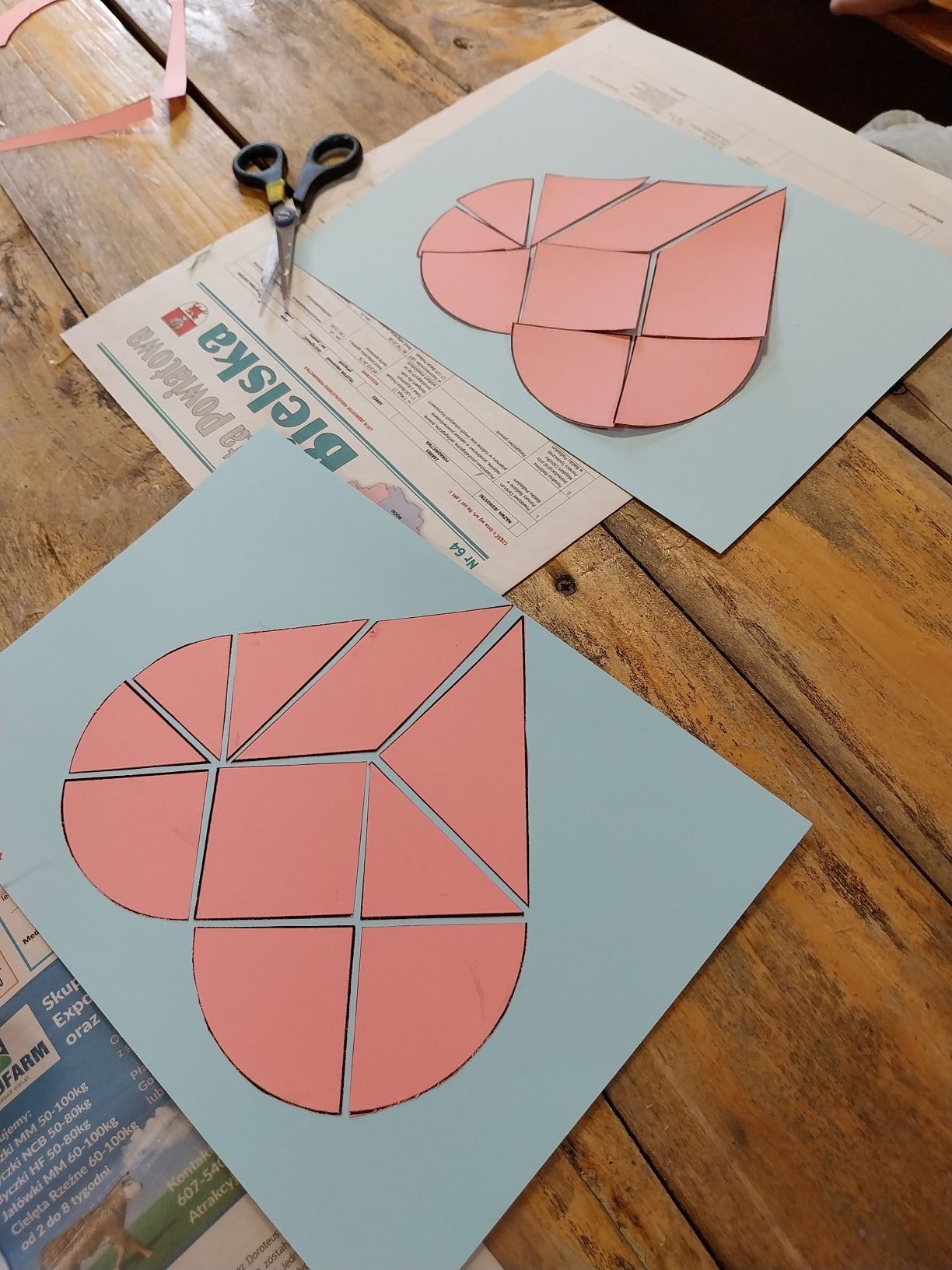 układanie serca z figur geometrycznych